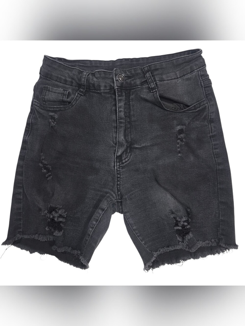 SHEIN Black Ripped Men's Denim Shorts. Size S
